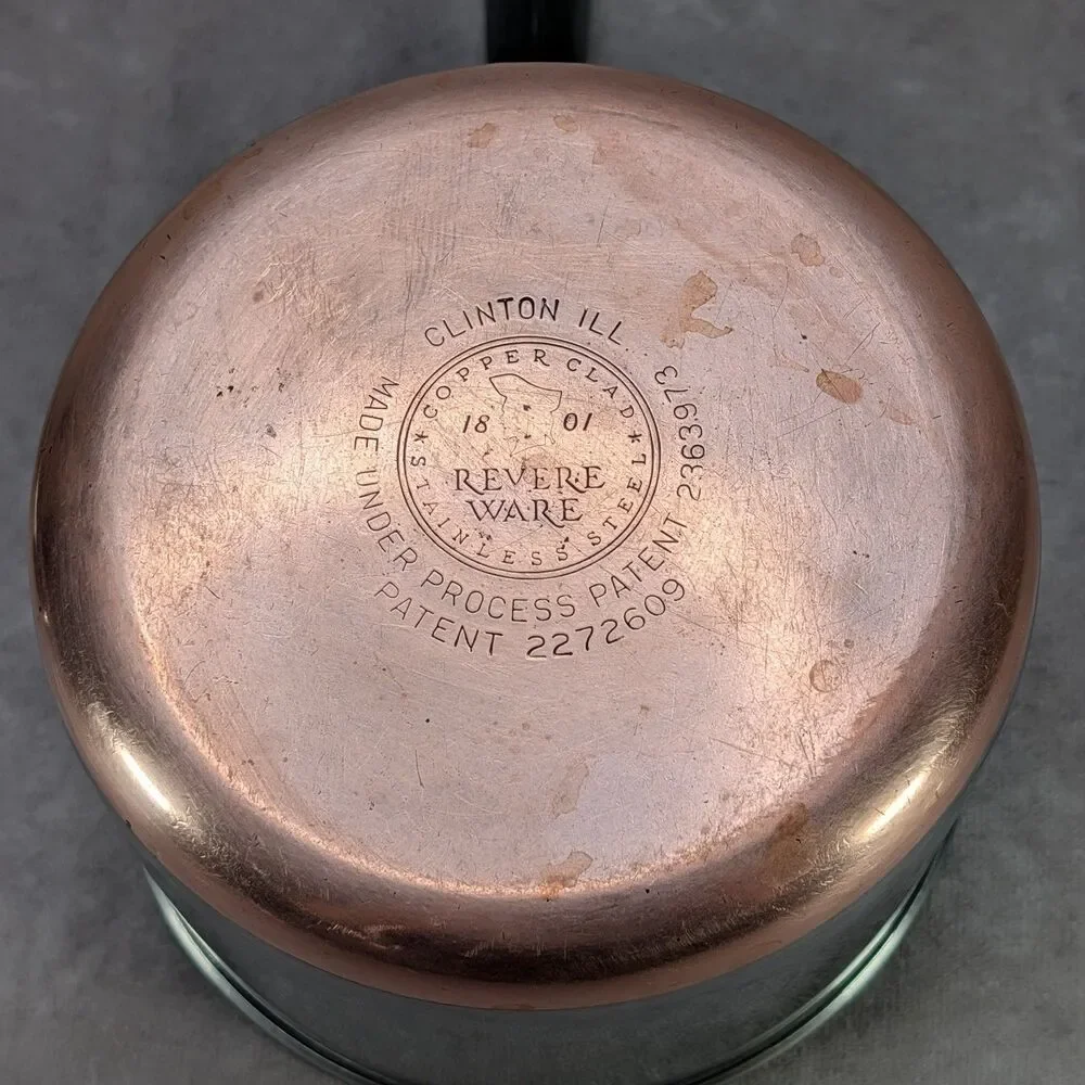 Revere Ware 2 Qt Copper Clad Stainless Saucepan Pot With Lid Clinton ILL 1801
